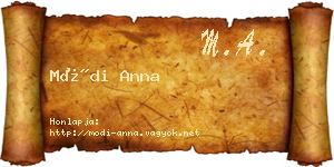 Módi Anna névjegykártya